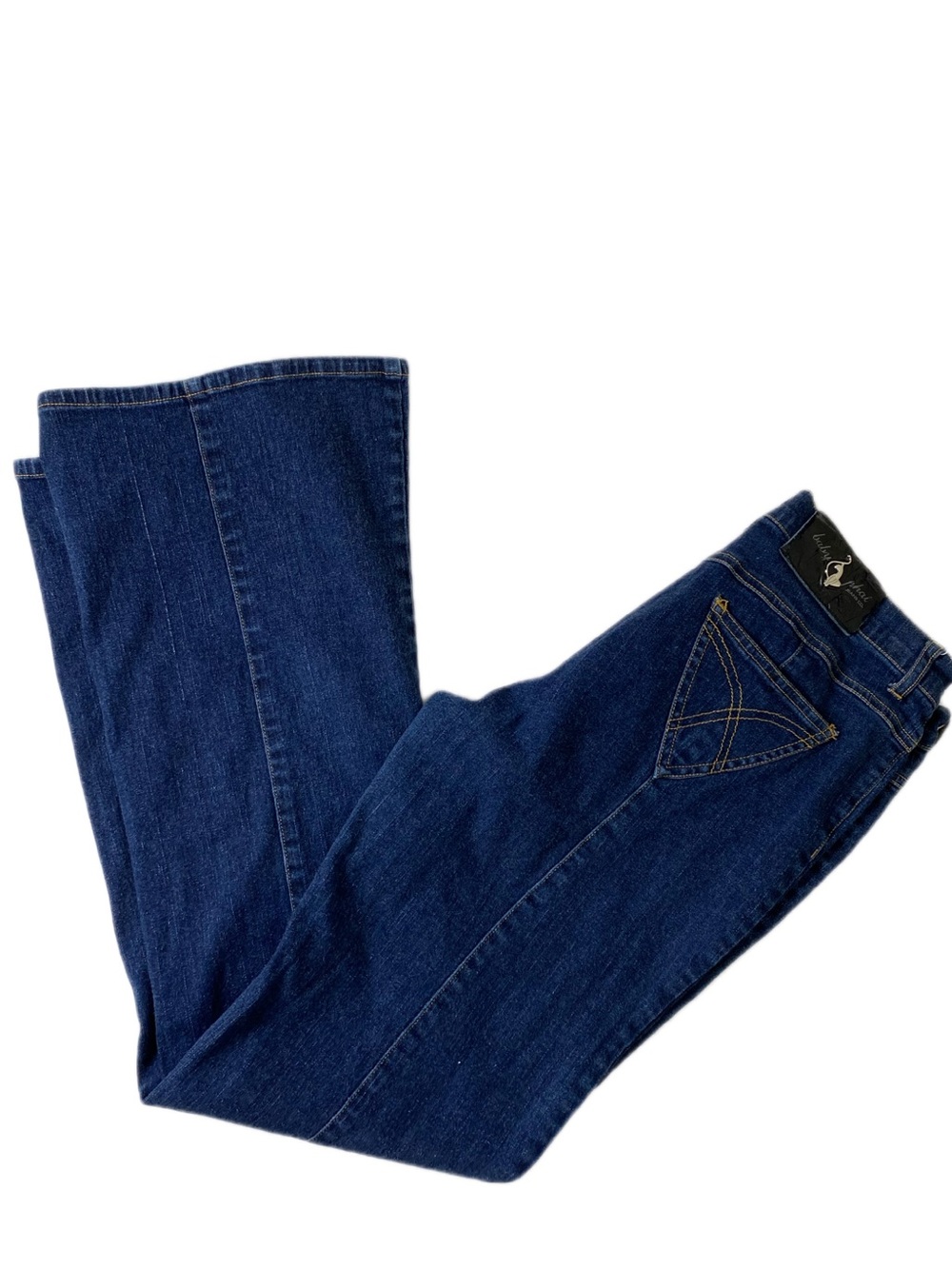Baby Phat Dark Blue Flared Jeans with Front Seams Y2K Bootcut Stretch Denim - Picture 11 of 11